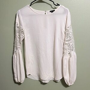 Ann Taylor Cream Lace Sleeve Blouse